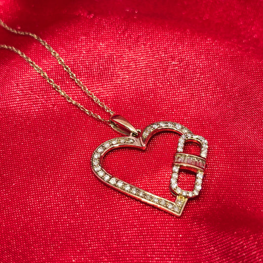 10K Yellow Gold Diamond Heart Necklace for Women | 0.35 CTW