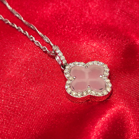 10K White Gold Diamond Clover Necklace Set for Women | 0.40 CTW