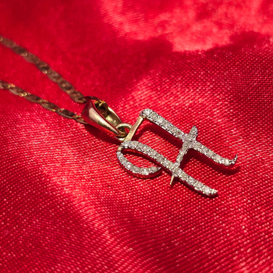 10K Yellow Gold Diamond "H" Initial Pendant Necklace for Women | 0.15 CTW