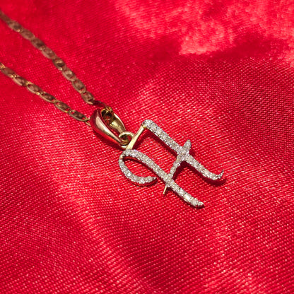 10K Yellow Gold Diamond "H" Initial Pendant Necklace for Women | 0.15 CTW