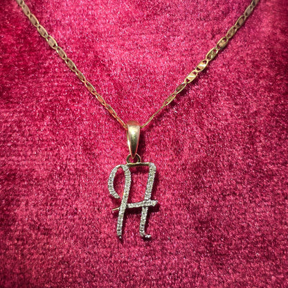 10K Yellow Gold Diamond "H" Initial Pendant Necklace for Women | 0.15 CTW