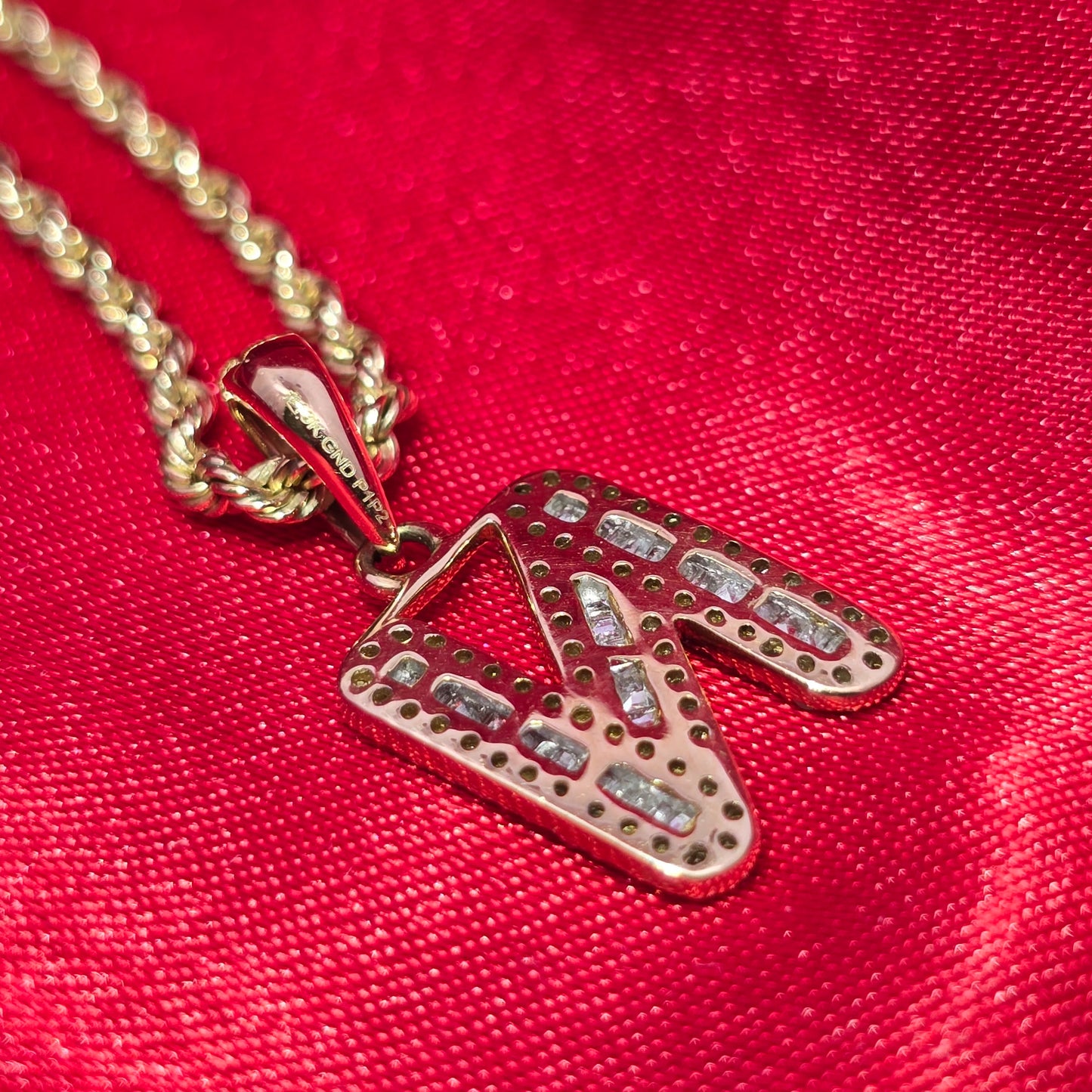 10K Yellow Gold Diamond "N" Initial Pendant With Rope Chain | 1/3 CTW