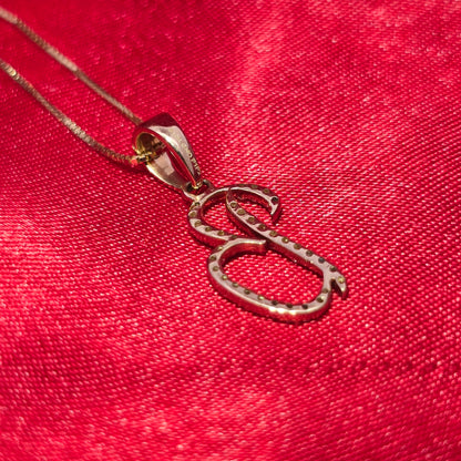 10k Yellow Gold Diamond "B" Initial Pendant With Box Chain 1/1 ctw