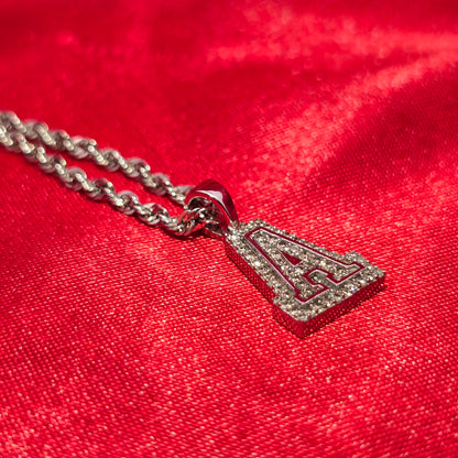 10K White Gold Diamond "A" Initial Pendant With Rope Chain | 1/6 CTW