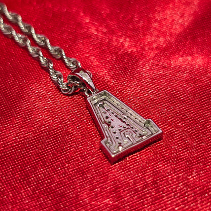 10K White Gold Diamond "A" Initial Pendant With Rope Chain | 1/6 CTW