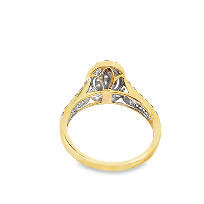 10k Yellow Gold Oval Shape Diamond Cluster Ring 0.99 ctw