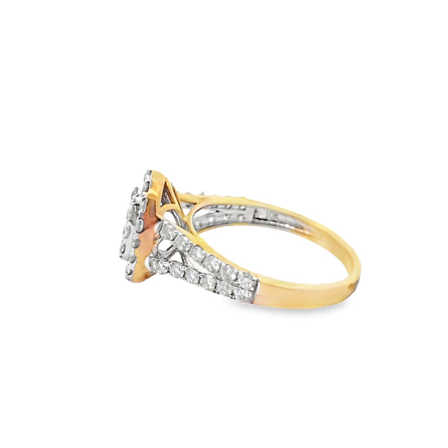 10k Yellow Gold Oval Shape Diamond Cluster Ring 0.99 ctw