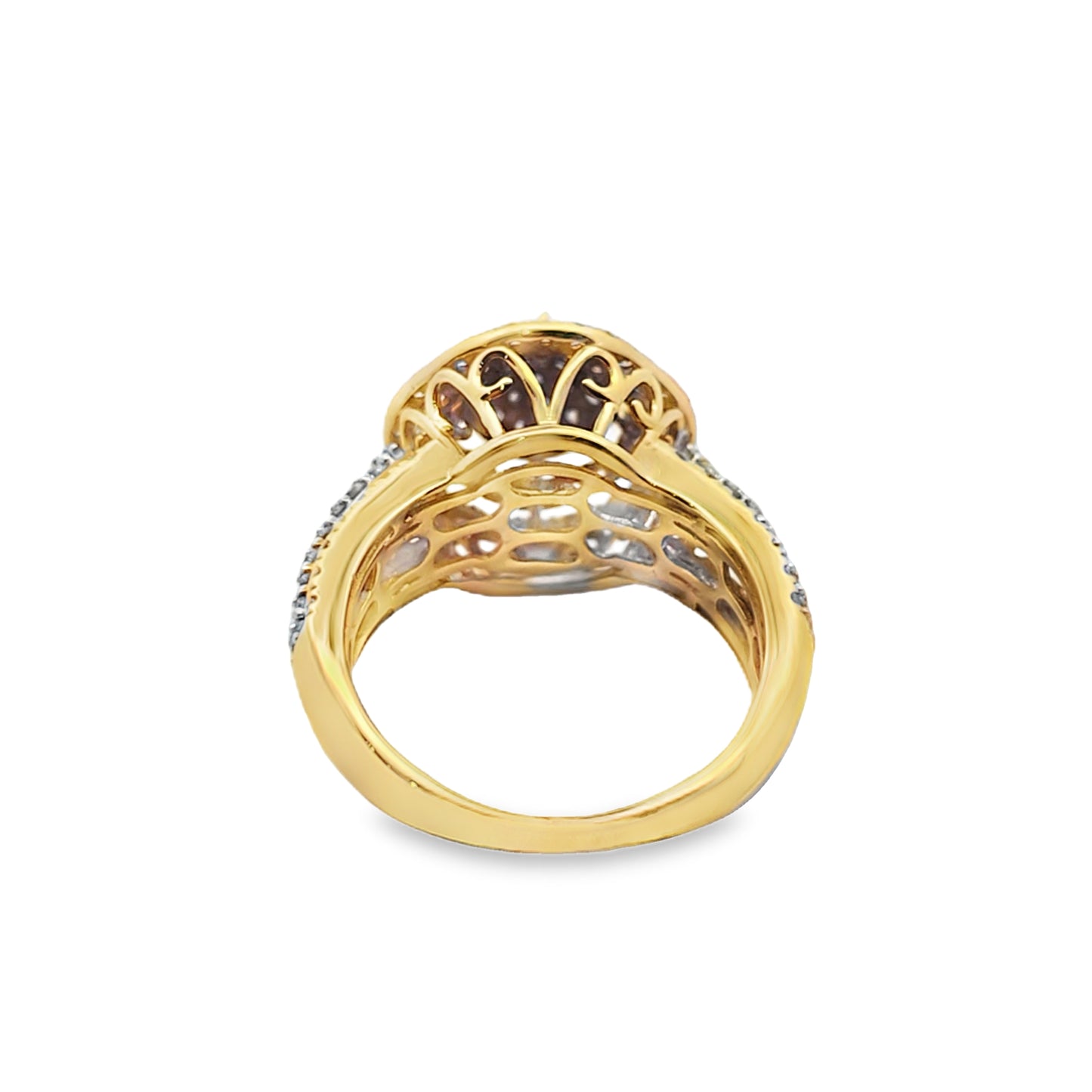 14k TwoTone Gold Diamond Ring with Round Cut Stones 1.35 ctw