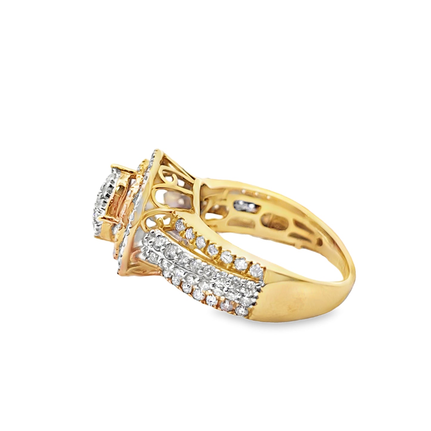14k TwoTone Gold Diamond Ring with Round Cut Stones 1.35 ctw