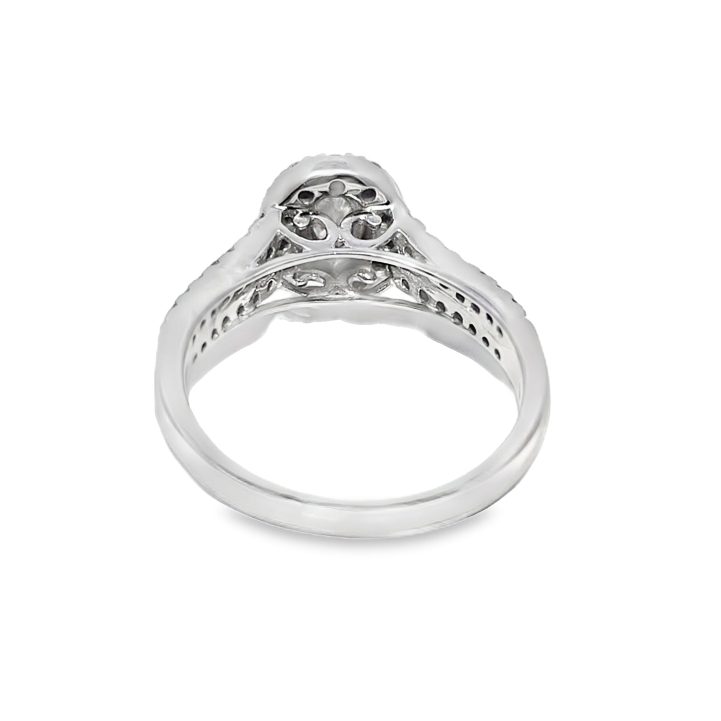 14K White Gold Diamond  Engagement Ring with Oval Cut Diamond & Matching Band 1.00 ctw