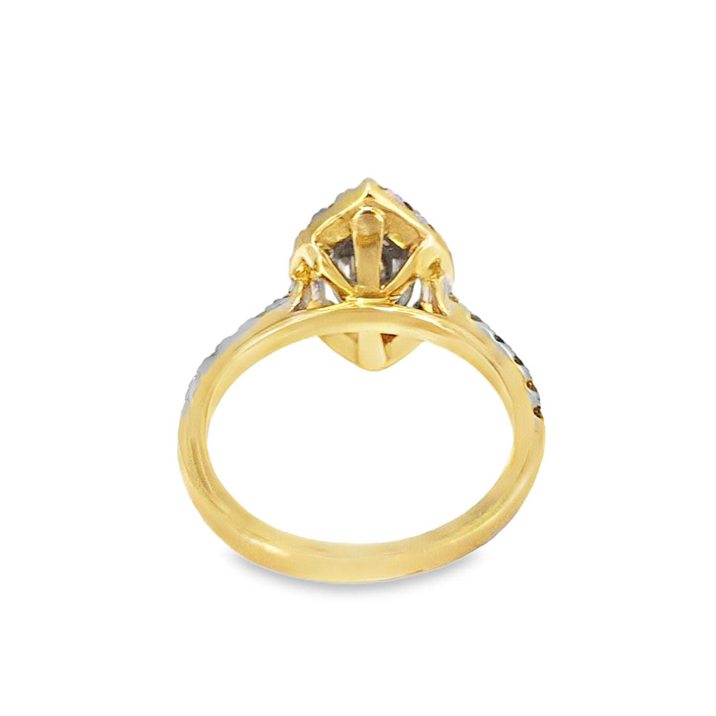14k Yellow Gold Baguette Diamond Marquise Shape Ring 1.00 ctw