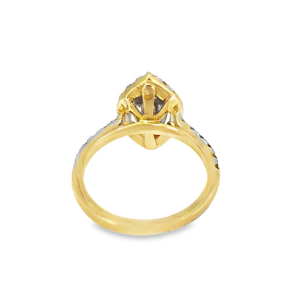 14k Yellow Gold Baguette Diamond Marquise Shape Ring 1.00 ctw