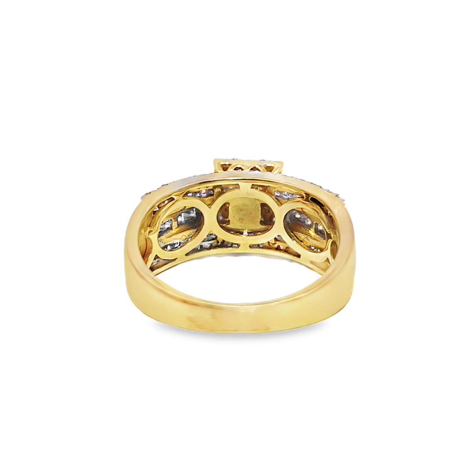14k Yellow Gold with Square Dome Shape Diamond Ring 1.01 ctw