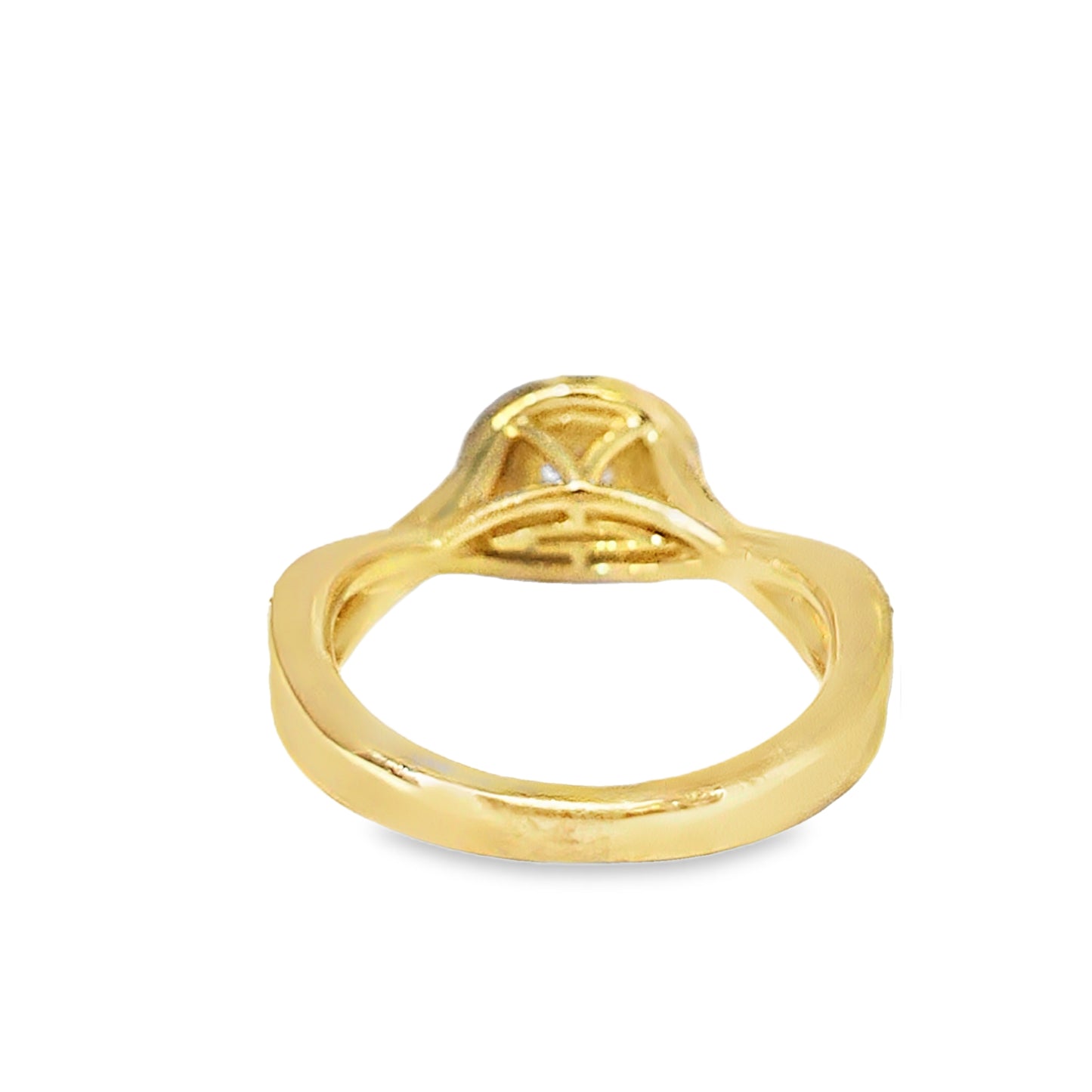 14K Yellow Gold Diamond Engagement Ring Round Solitaire Diamond With Spiral Band 0.50 ctw