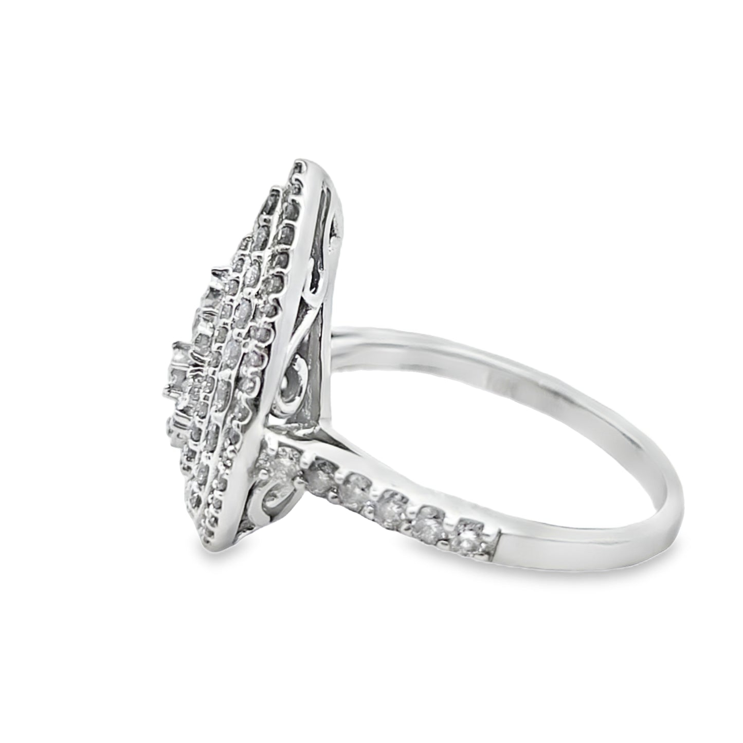 10k White Gold Diamond Pear Shaped Ring 1.00 ctw