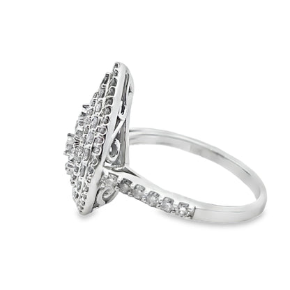 10k White Gold Diamond Pear Shaped Ring 1.00 ctw