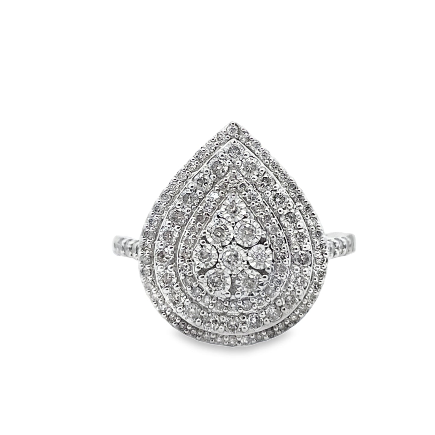 10k White Gold Diamond Pear Shaped Ring 1.00 ctw