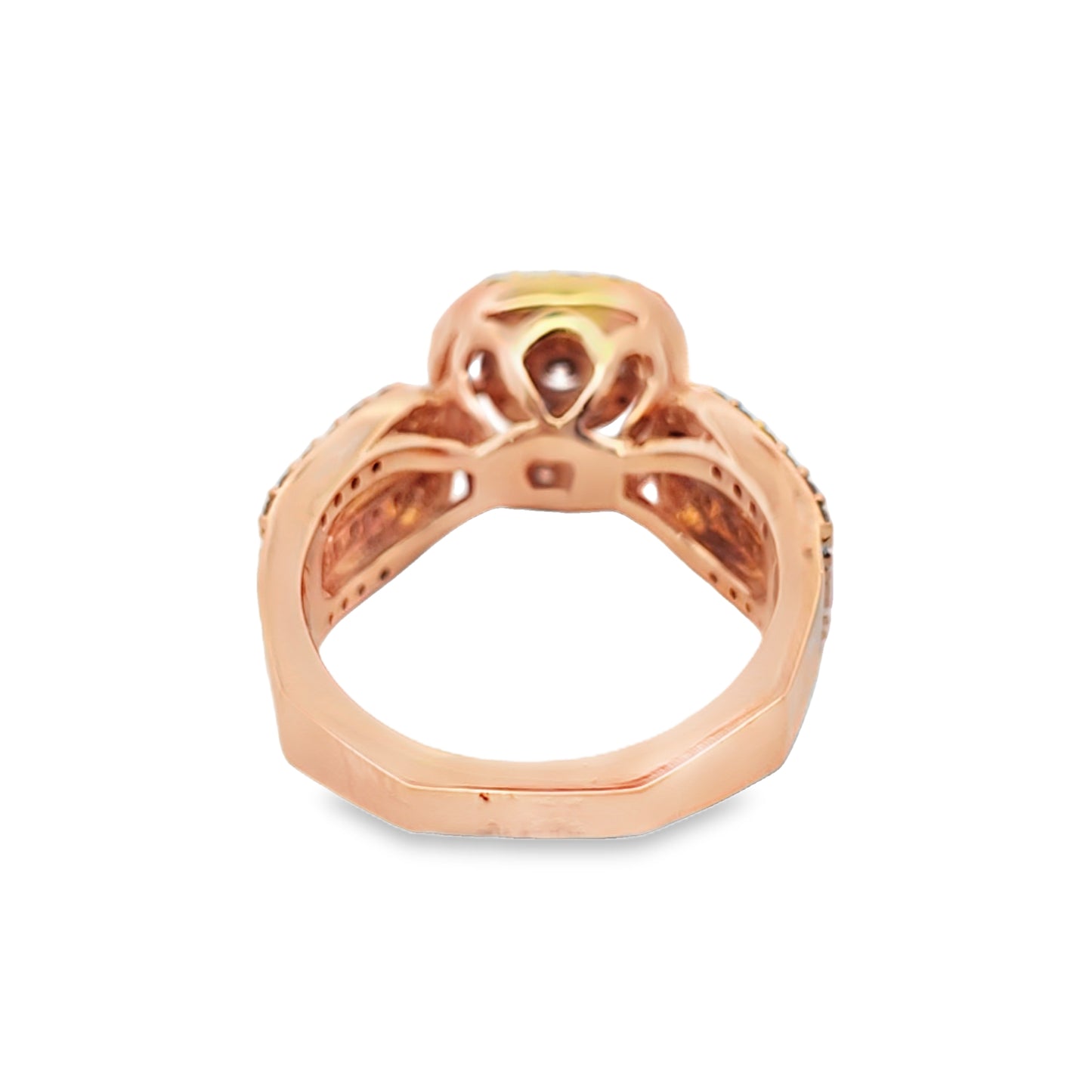 18k Rose Gold Cushion Diamond Ring with Round Diamonds 1.40 ctw