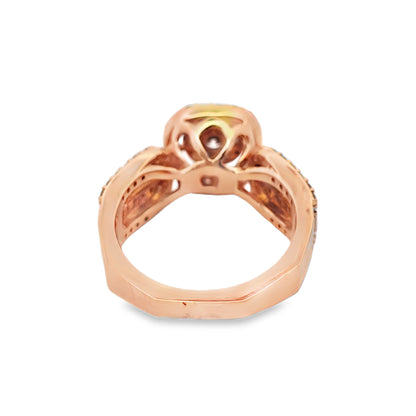 18k Rose Gold Cushion Diamond Ring with Round Diamonds 1.40 ctw