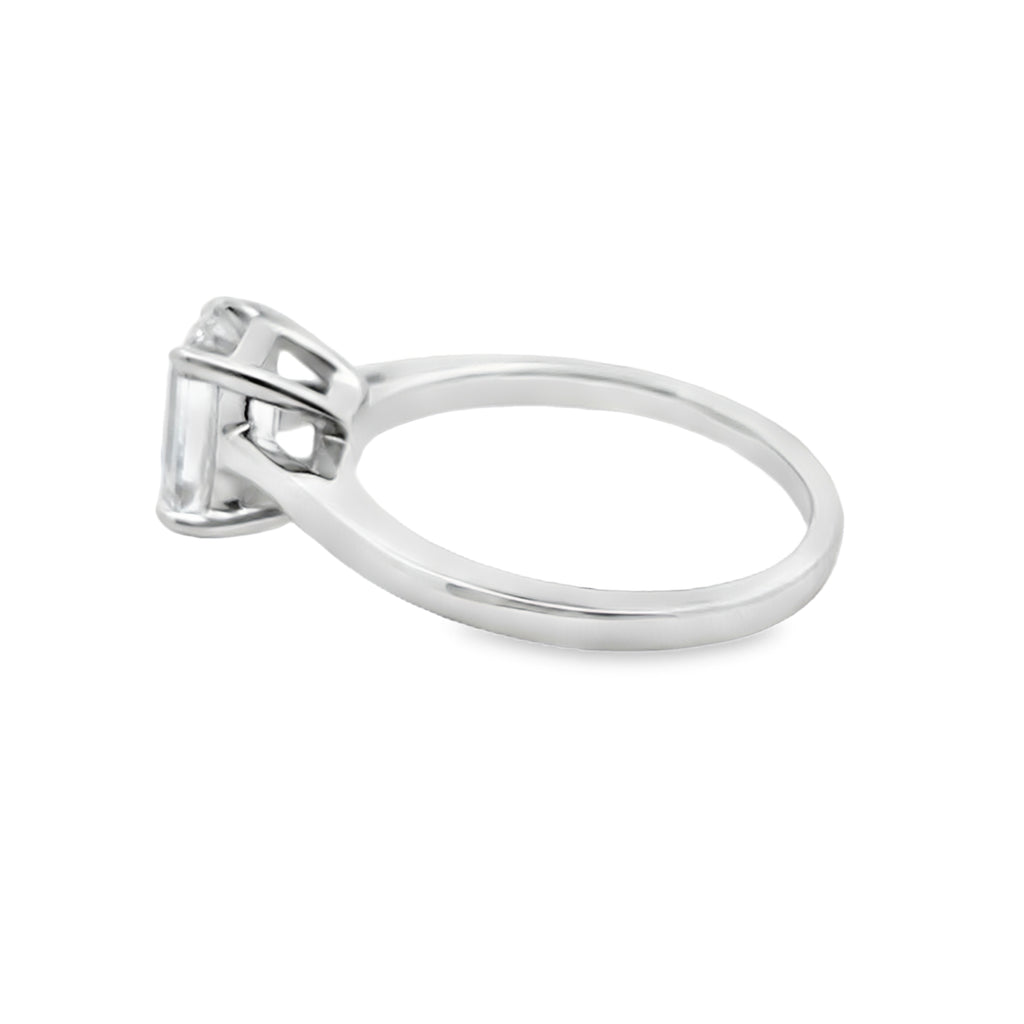 14k White Gold Lab grown Diamond Emerald Cut Diamond Solitaire Ring 1.50 ctw