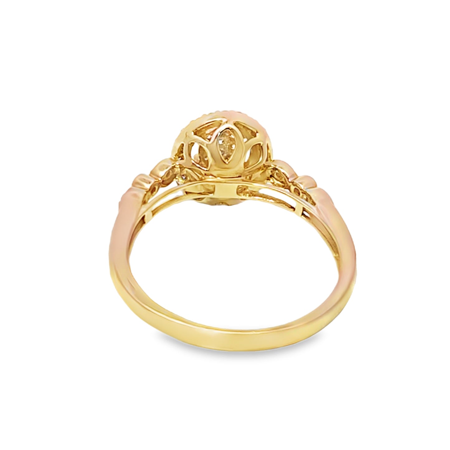 14k Yellow Gold Oval Shape Diamond Promise Ring 0.22 ctw
