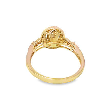 14k Yellow Gold Oval Shape Diamond Promise Ring 0.22 ctw