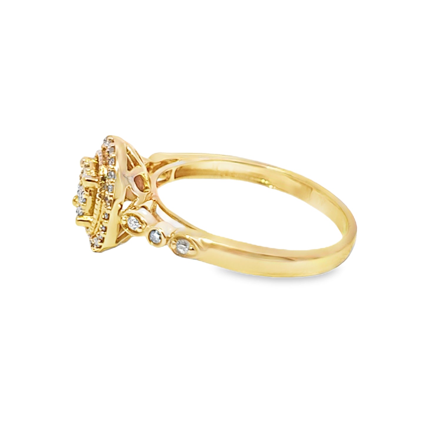 14k Yellow Gold Oval Shape Diamond Promise Ring 0.22 ctw