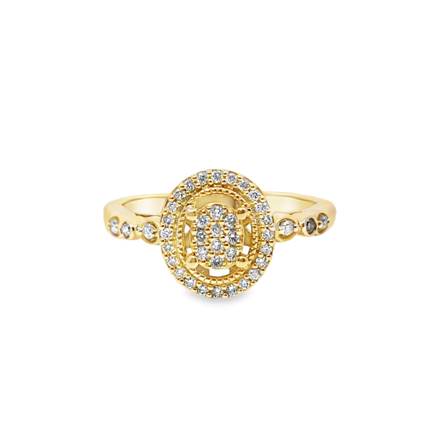 14k Yellow Gold Oval Shape Diamond Promise Ring 0.22 ctw