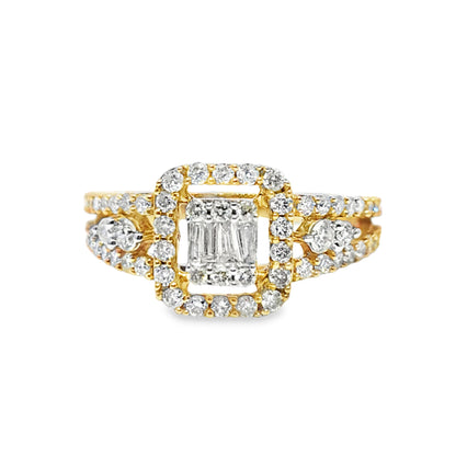 10k Yellow Gold Square Shape Baguette Diamond Ring 1.50 ctw
