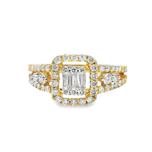 10k Yellow Gold Square Shape Baguette Diamond Ring 1.50 ctw
