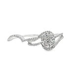 18k White Gold Diamond Flower-Set Princess Center Ring 1.50 ctw