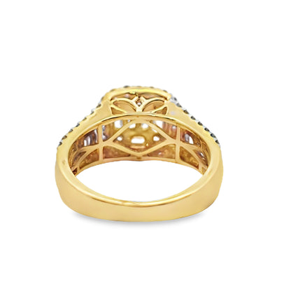 14k Two Tone Gold Baguette Diamond Square Cut Ring 1.48 ctw