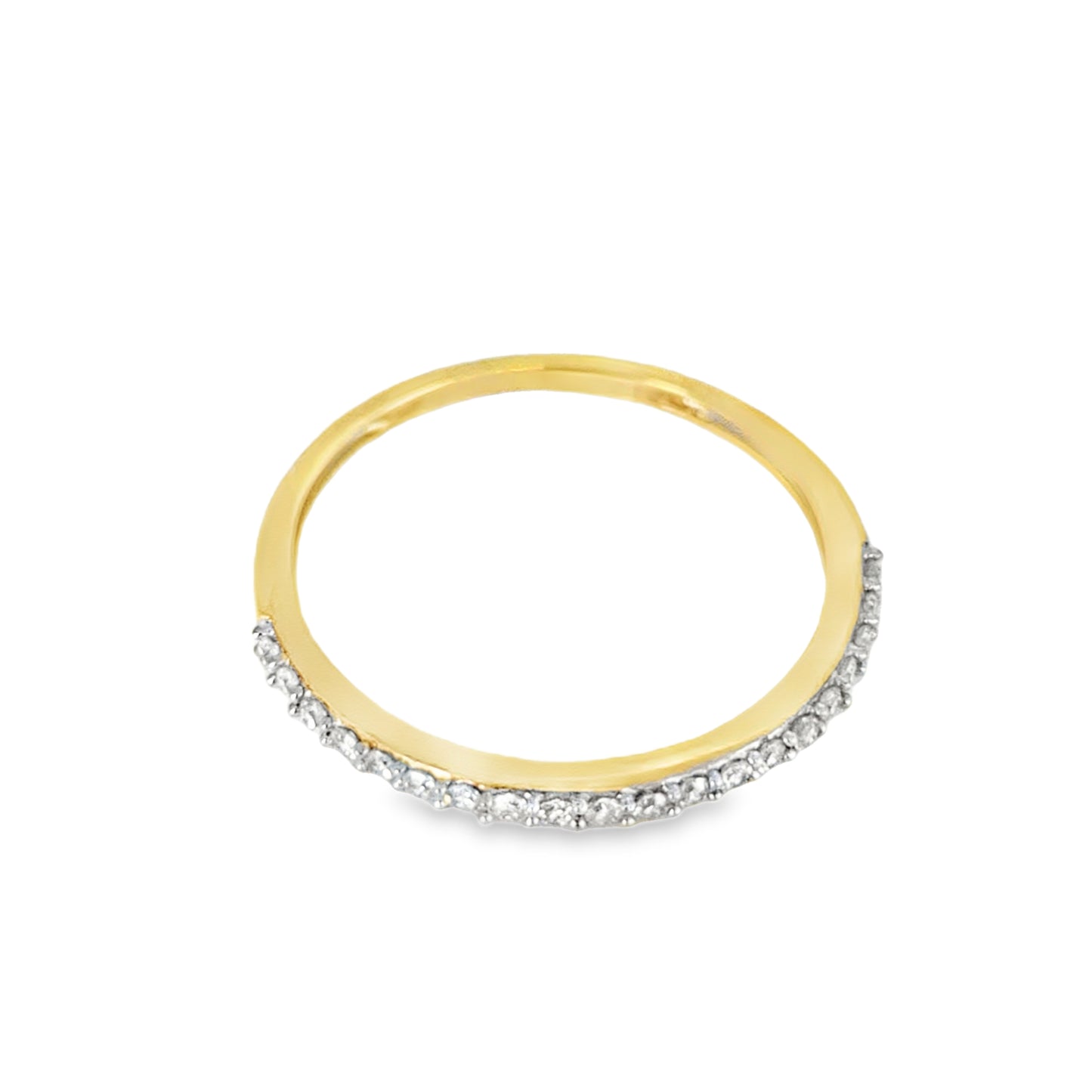 14K Yellow Gold Diamond-Accented Ring with Round Diamond Band 0.74 ctw