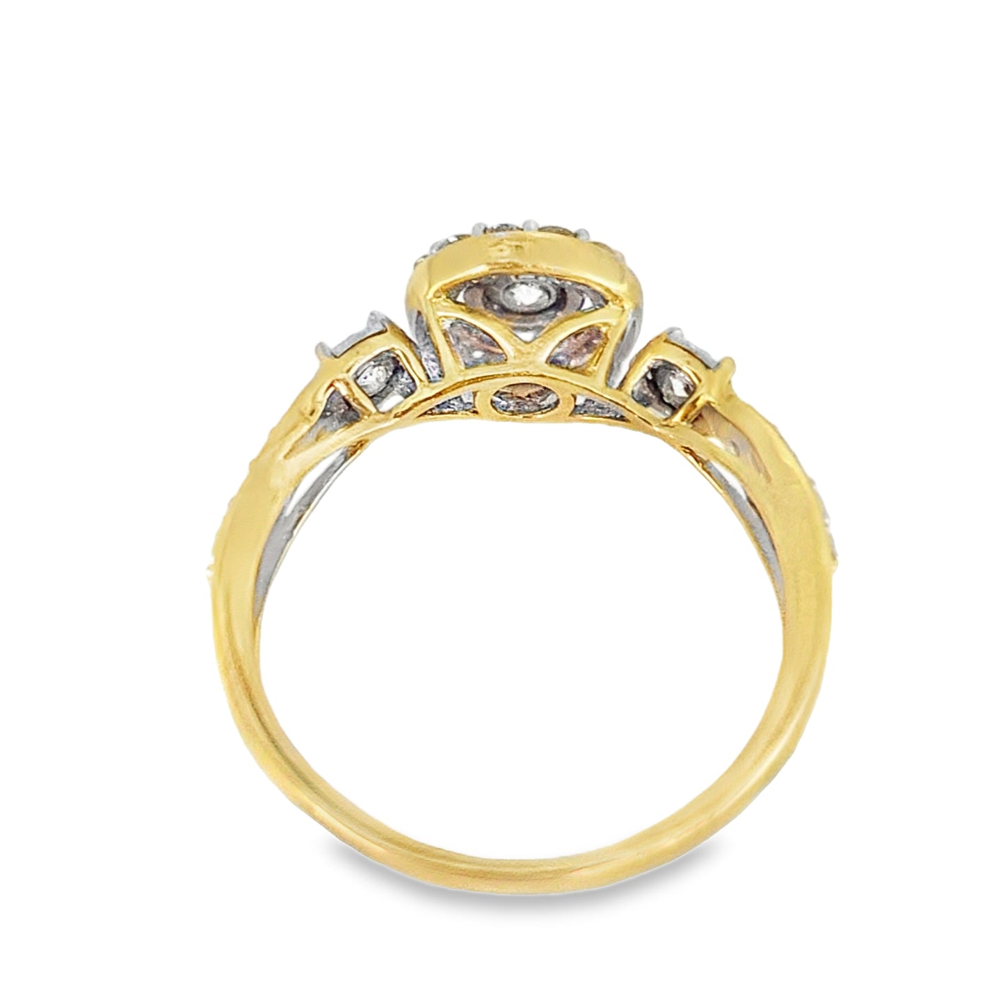 14K Yellow Gold Diamond-Accented Ring with Round Diamond Band 0.74 ctw