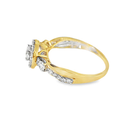 14K Yellow Gold Diamond-Accented Ring with Round Diamond Band 0.74 ctw