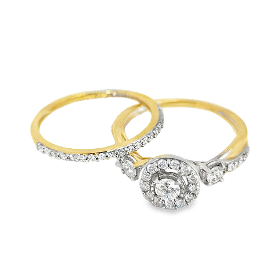 14K Yellow Gold Diamond-Accented Ring with Round Diamond Band 0.74 ctw