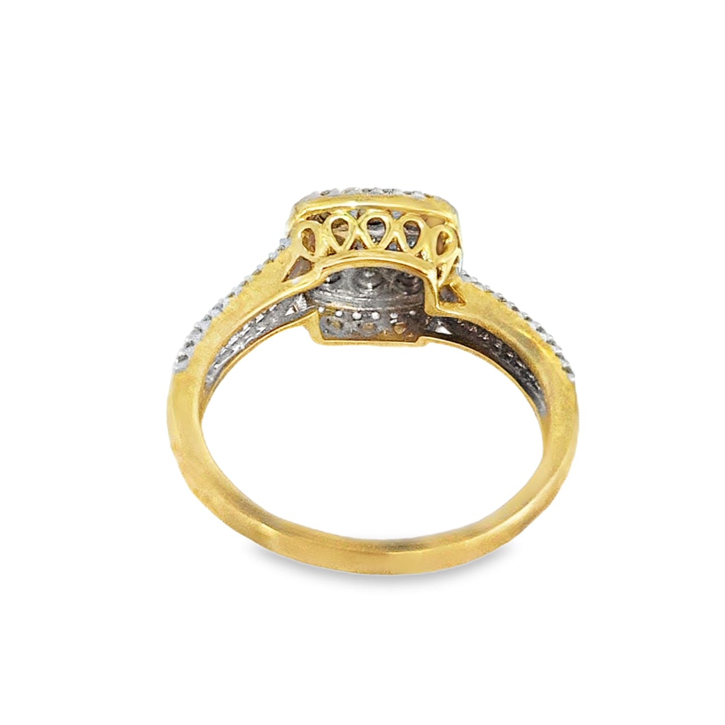 10K Yellow Gold Diamond Square Shape Cluster Ring 0.25 ctw