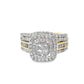14K Gold Square Twin Halo Diamond Ring 1.73 ctw