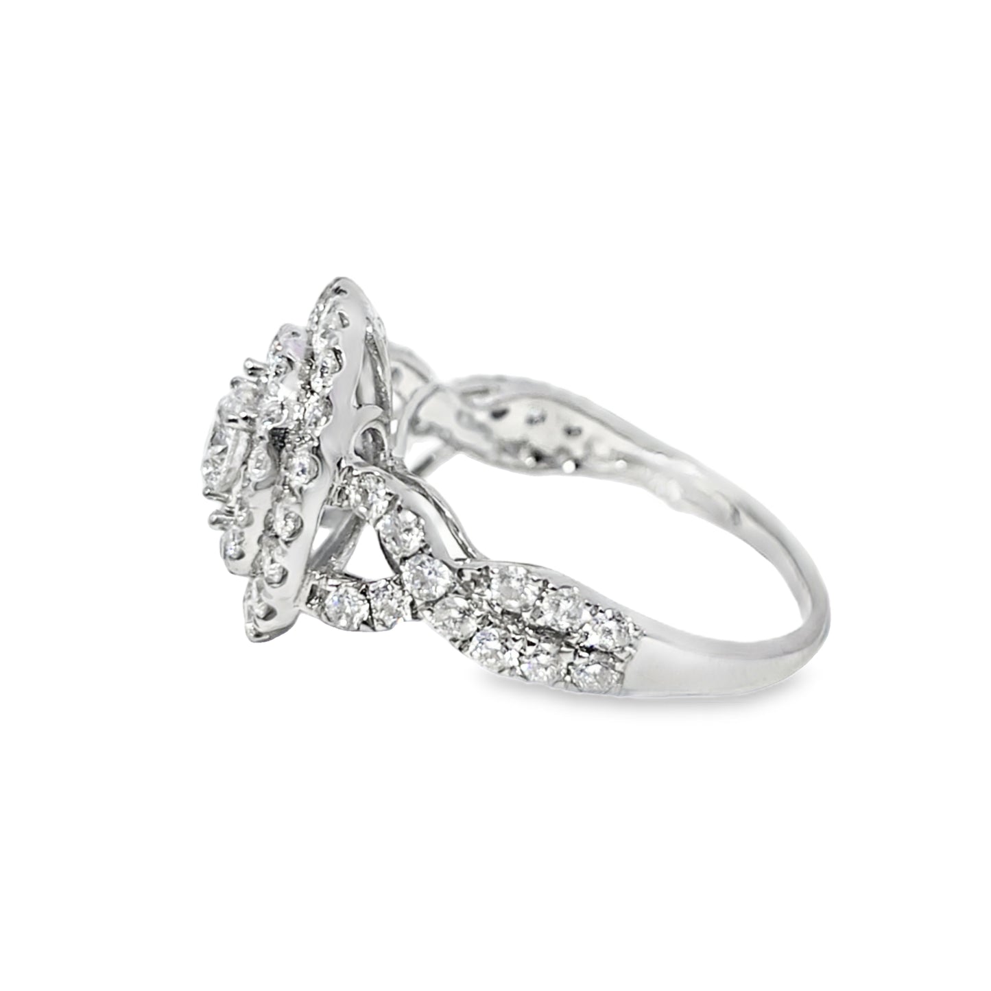 10K White Gold Diamond Ring 1.94 ctw | Round Cut Halo Band – Jewelry Palace Lithonia GA