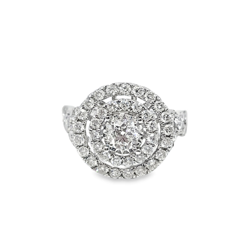 10K White Gold Diamond Ring 1.94 ctw | Round Cut Halo Band – Jewelry Palace Lithonia GA