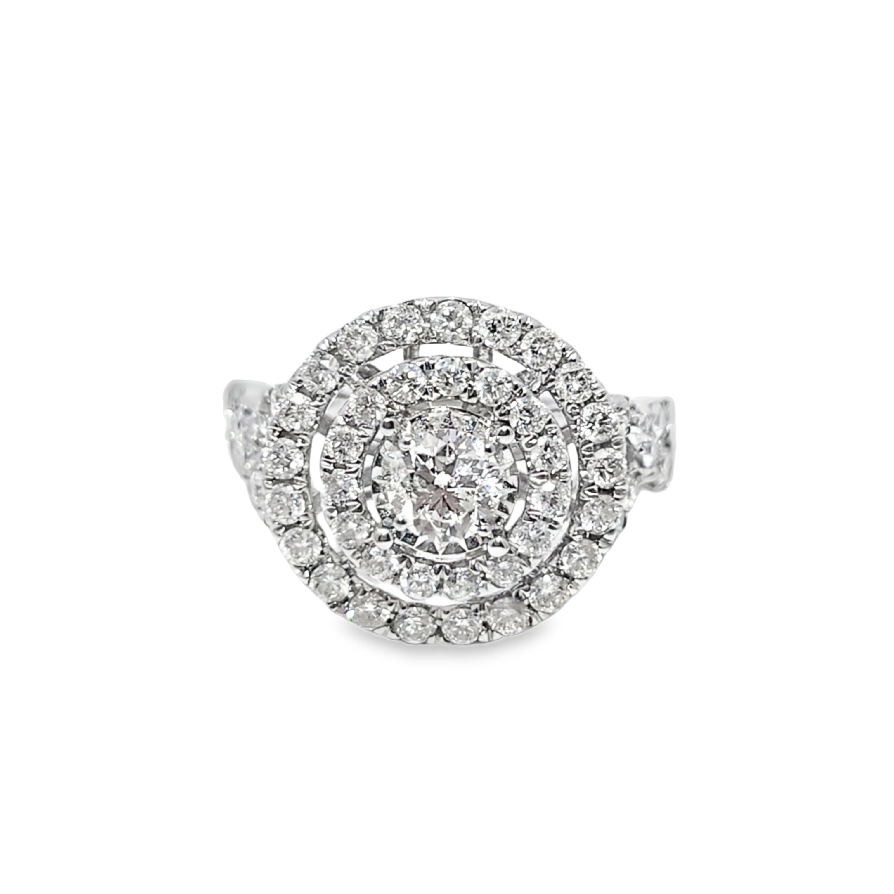 10K White Gold Diamond Ring 1.94 ctw | Round Cut Halo Band – Jewelry Palace Lithonia GA