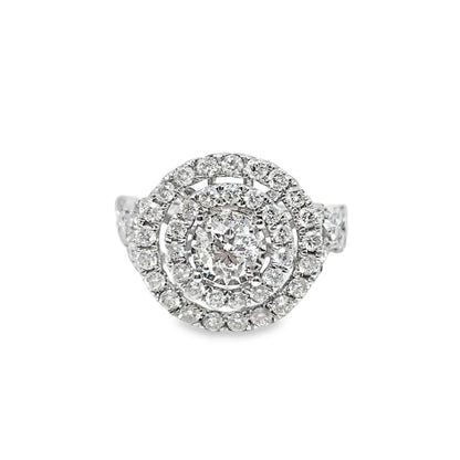 10K White Gold Diamond Ring 1.94 ctw | Round Cut Halo Band – Jewelry Palace Lithonia GA