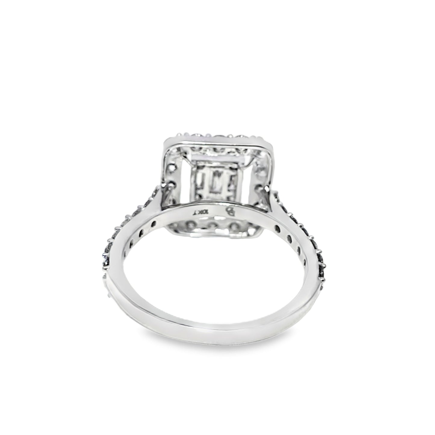 10K White Gold Diamond Ring with Baguette Diamond 1.40 ctw