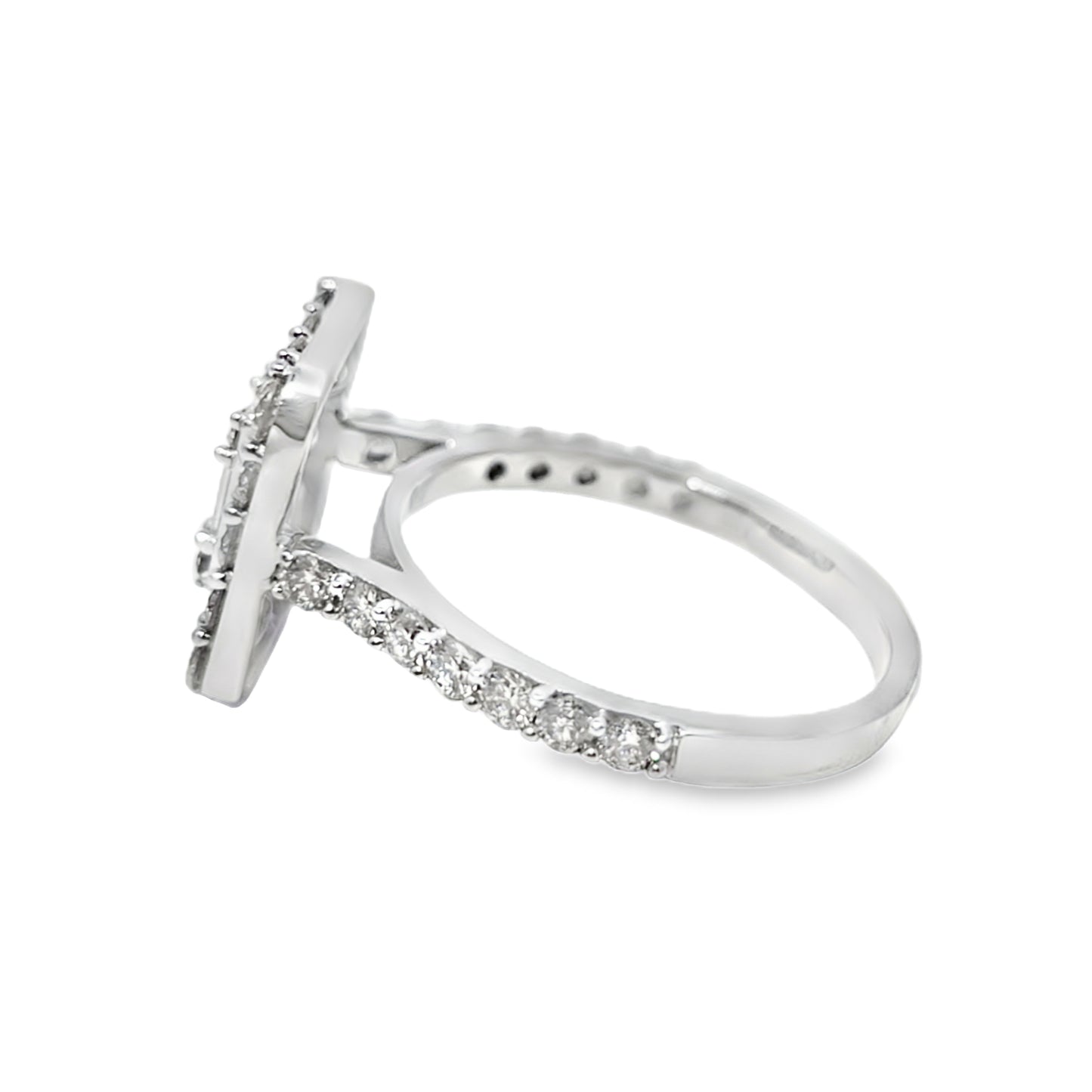 10K White Gold Diamond Ring with Baguette Diamond 1.40 ctw