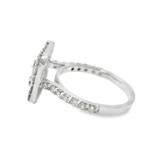 10K White Gold Diamond Ring with Baguette Diamond 1.40 ctw
