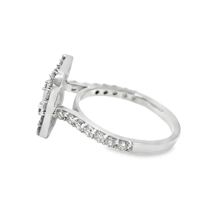 10K White Gold Diamond Ring with Baguette Diamond 1.40 ctw