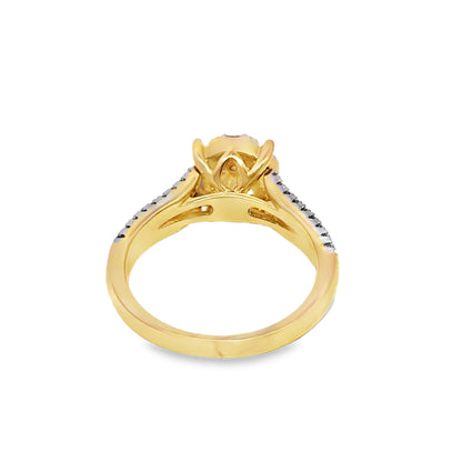 14K Yellow Gold Diamond Ring 0.49 ctw | Cluster Round & Baguette Cut – Jewelry Palace Lithonia GA