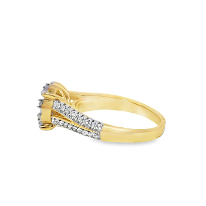 14K Yellow Gold Diamond Ring 0.49 ctw | Cluster Round & Baguette Cut – Jewelry Palace Lithonia GA
