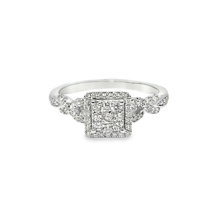 14K White Gold Diamond Ring 0.50 ctw | Square Brilliant Cut Cluster – Jewelry Palace Lithonia GA