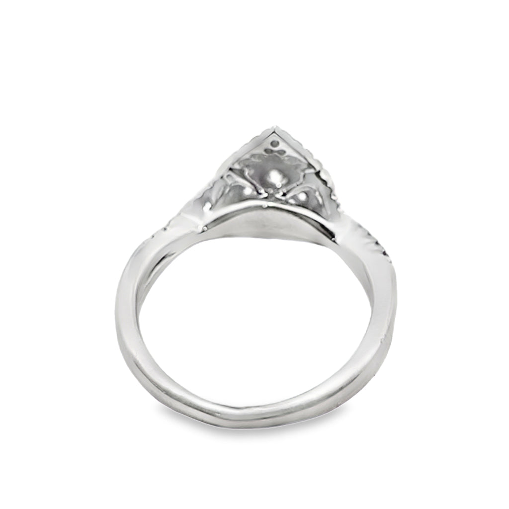 14K White Gold Diamond Engagement Ring 0.50 ctw | Pear Cut Halo Design – Jewelry Palace Lithonia GA